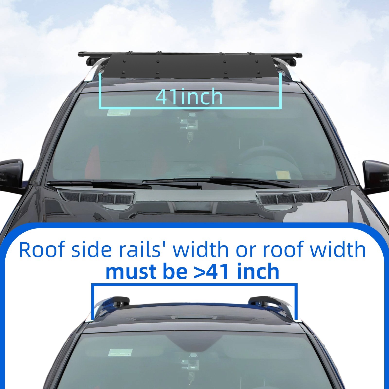Universally Mount Fit Rooftop 106cm CrossBar Wind Fairing Air Deflector Kit — image 8