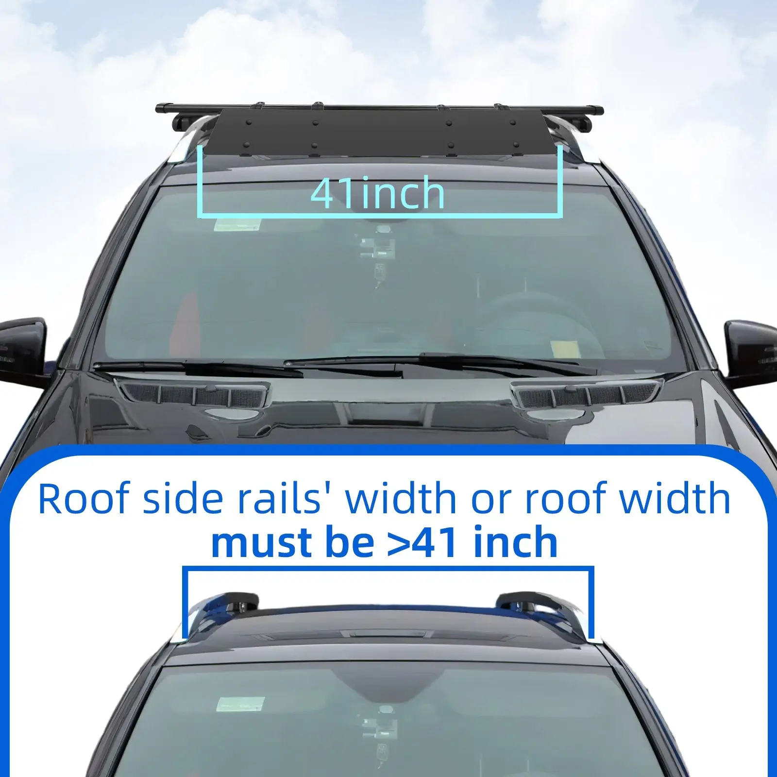 Universally Mount Fit Rooftop 106cm CrossBar Wind Fairing Air Deflector Kit