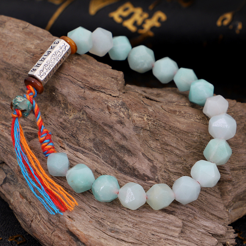 8MM Stone Tibetan Six-character Proverbs Bracelet