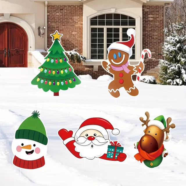 5 Pack Christmas Outdoor Yard Signs With Stakes Christmas Tree Reindeer Santa Gingerbread Snowman Signs Holiday Garden Sign For Xmas Winter Party P... Multicolour - Shop at LoveMi