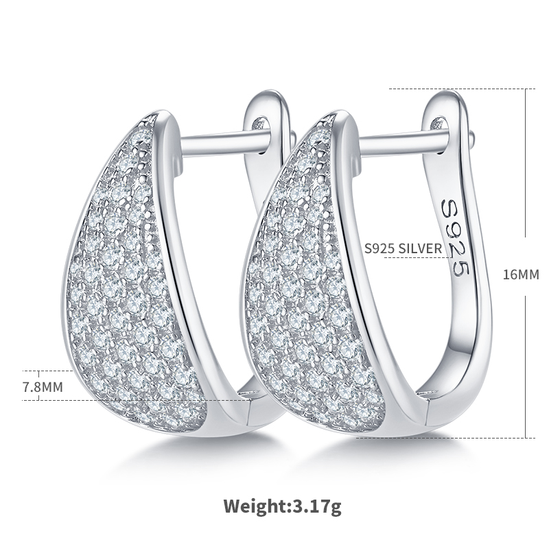 3.1g S925 Sterling Silver 83-Stone Moissanite Hoop Earrings  Teardrop Pave Huggie Hoops With GRA Certificate, Platinum Plated Fine Jewelry Gift Box Set For Women
