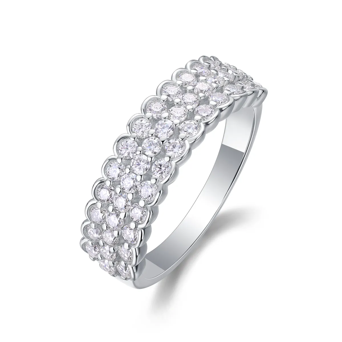 S925 Silver 3.6g Platinum Plated Moissanite Ring