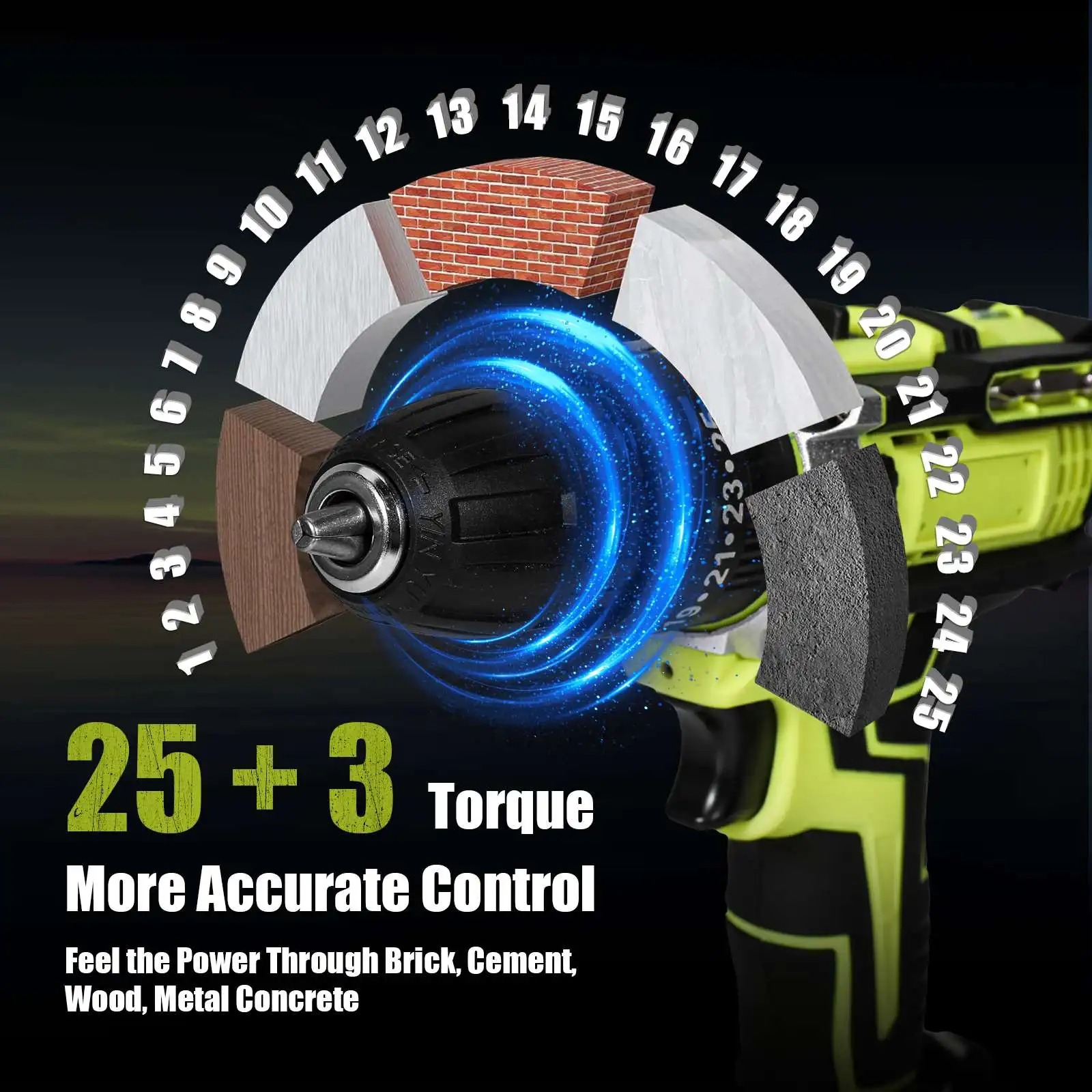 21V Battery Impact Drill Electric Screwdriver Electric Hammer Drill Mini Wireless Hand Drill Lithium-Ion Battery Power Tools