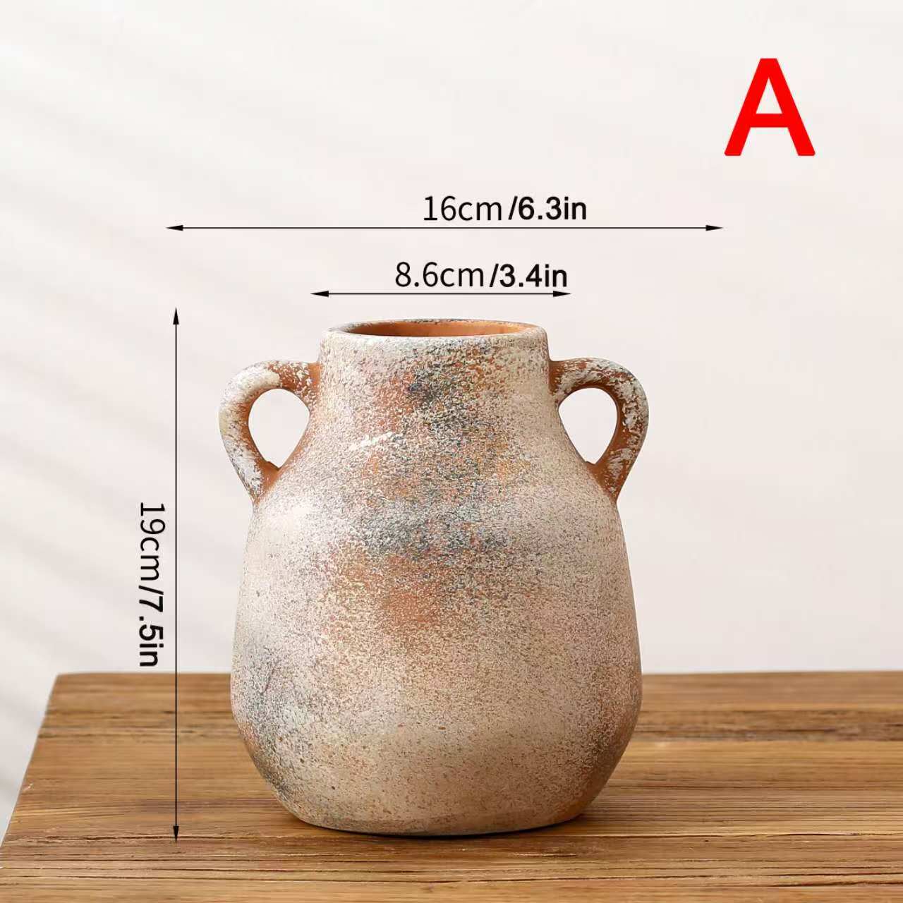 Vintage Ceramic Flower Vase With Handle, Decorative Bottle For Home Decoration, Indoor Ornament And Floral Arrangement Prop