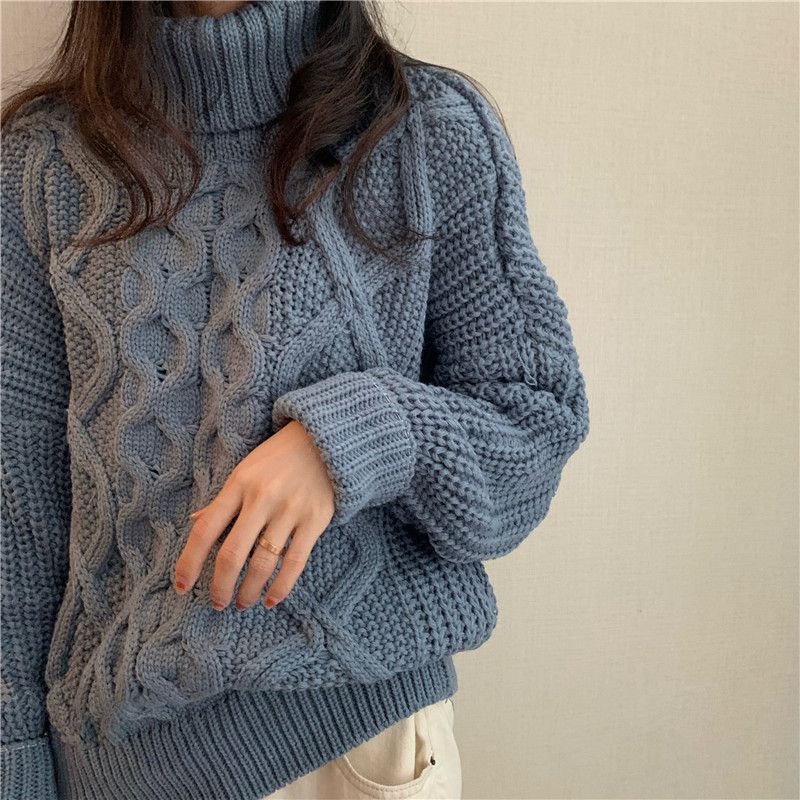 Title 9, Retro Lazy Style Loose Long-sleeved High-necked...