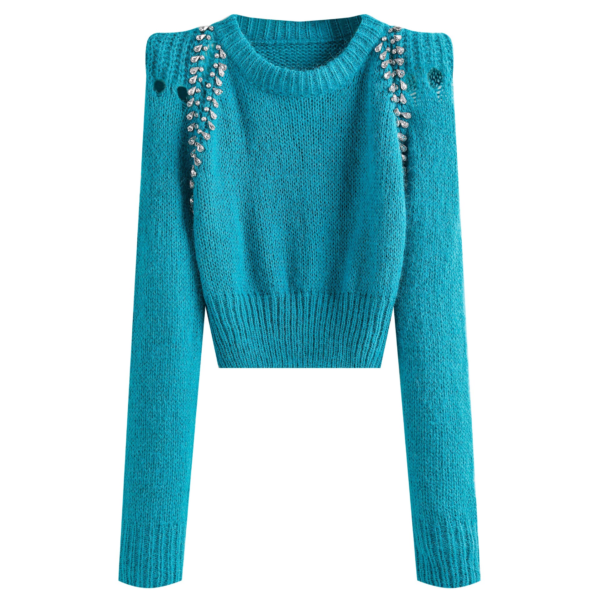 Women's New Short Puff Sleeve Knitted Sweater Top