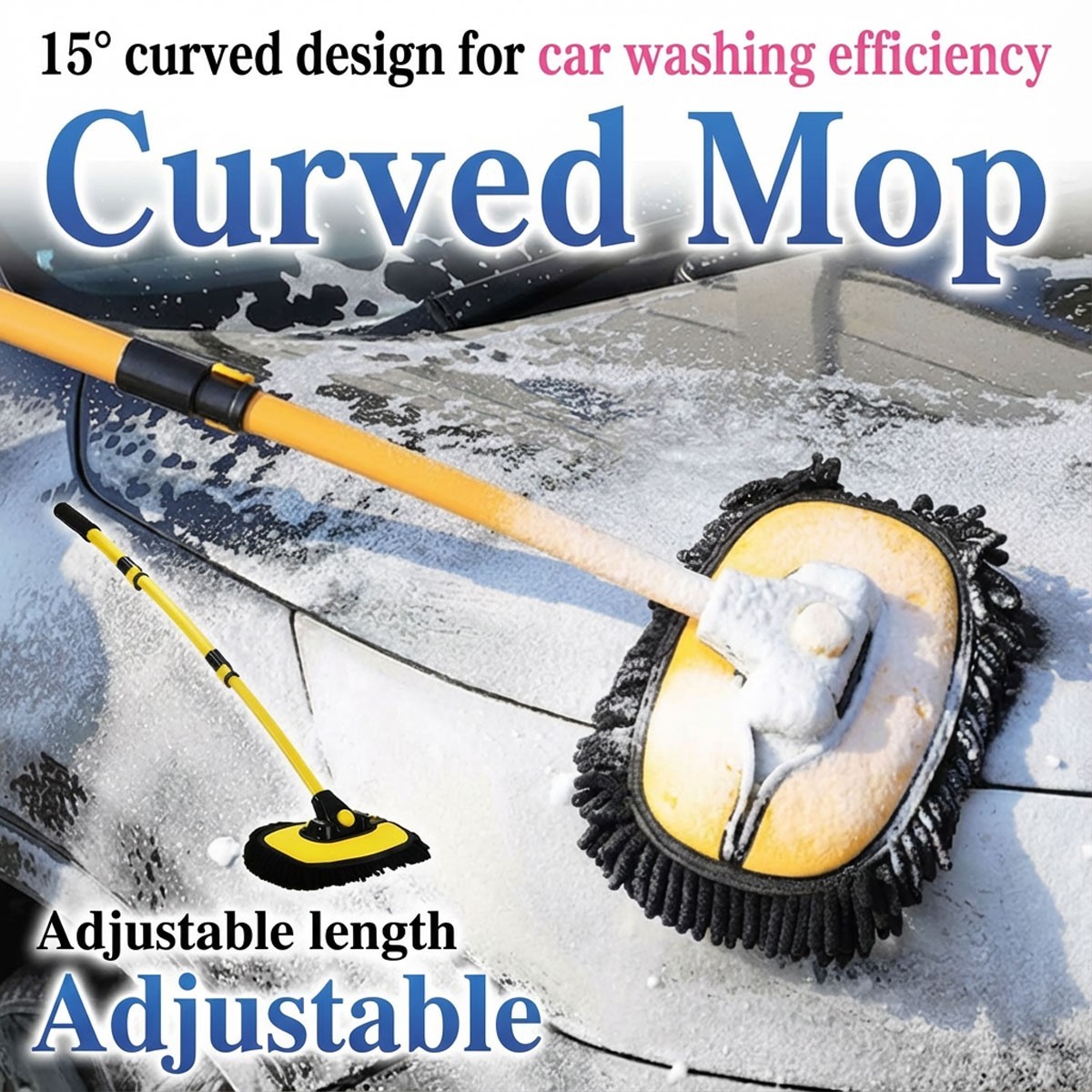 Adjustable Telescopic Car Wash Brush Kit Mop Long Handle Vehicle Cleaning Tool — image 7