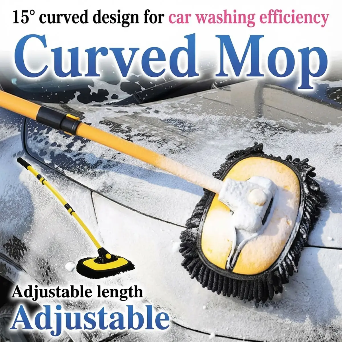 Adjustable Telescopic Car Wash Brush Kit Mop Long Handle Vehicle Cleaning Tool