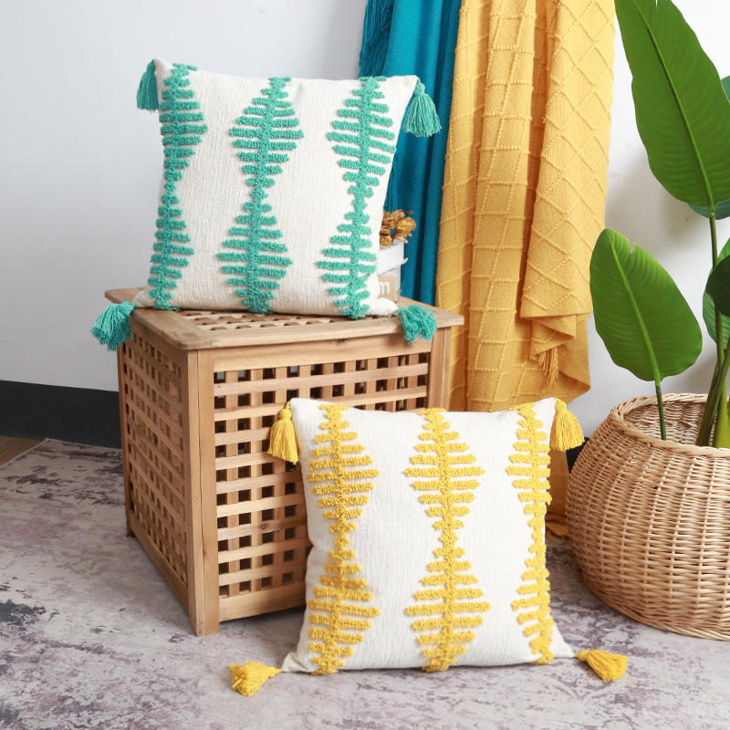 Tufted Handmade Pillow Cover 3D Embroidered Cushion Cover