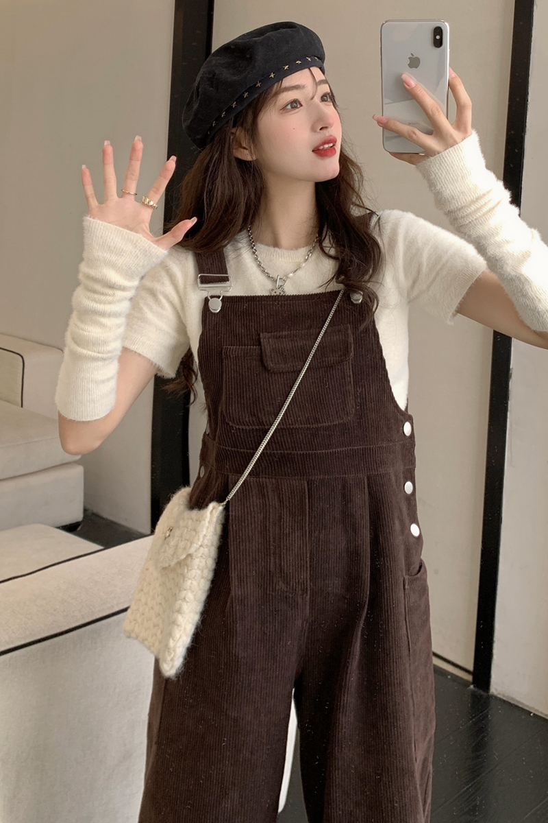 Corduroy Overalls Women’s Design Sense Niche Spring Fashion Korean Version Loose Small Jumpsuit