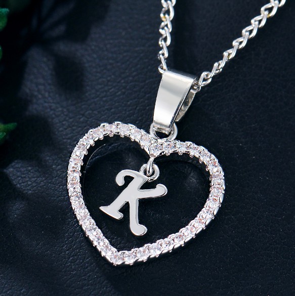 Letter Zircon Love Necklace Jewelry Pendant