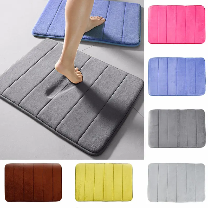 Home Bath Mat Coral Fleece Bathroom Carpet Water Absorption