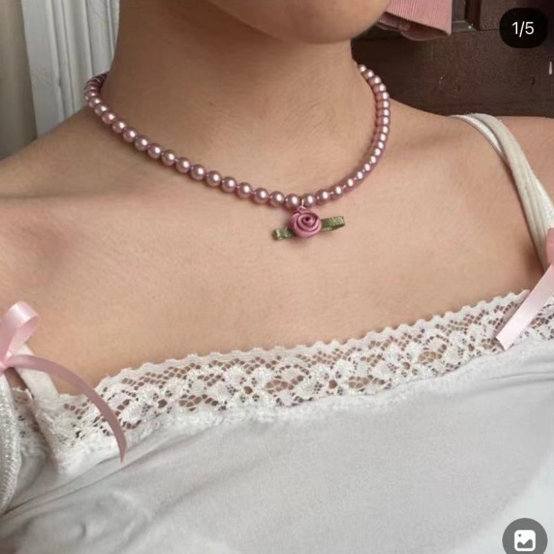 Flower Choker Pearl Necklace Graceful Mori Sweet Clavicle Chain Women