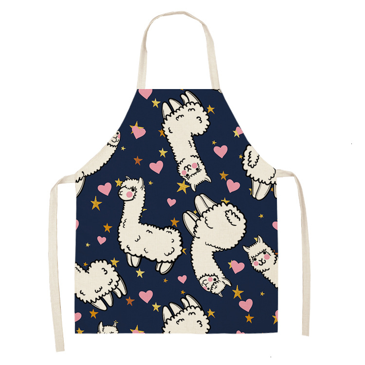 Title 7, Alpaca Cartoon Cotton Linen Apron Sleeveless An...