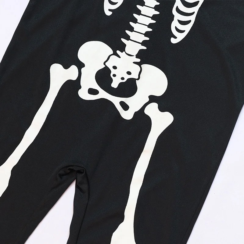 Kids Skeleton Costume Hooded Jumpsuit Boys Girls Halloween Fancy Dress — image 7