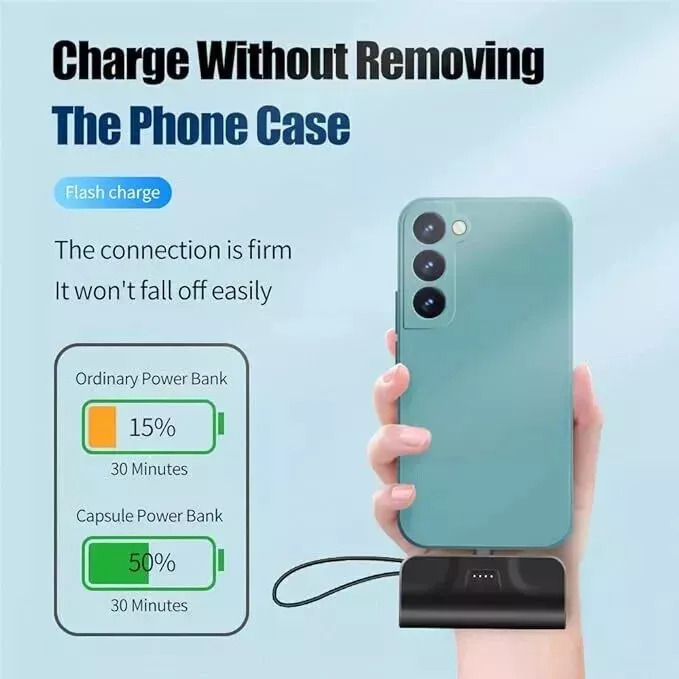 9000000mAh Mini Pocket Capsule Power Bank 20W Fast Charging Portable Charger For IPhone&Android Phone Pad