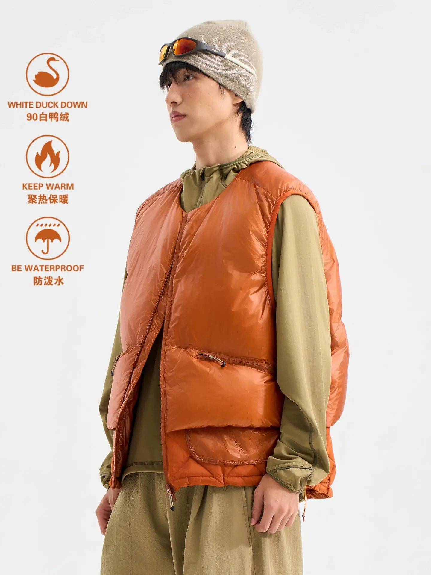 Winter Duck Down Vest Sleeveless Warm Layering