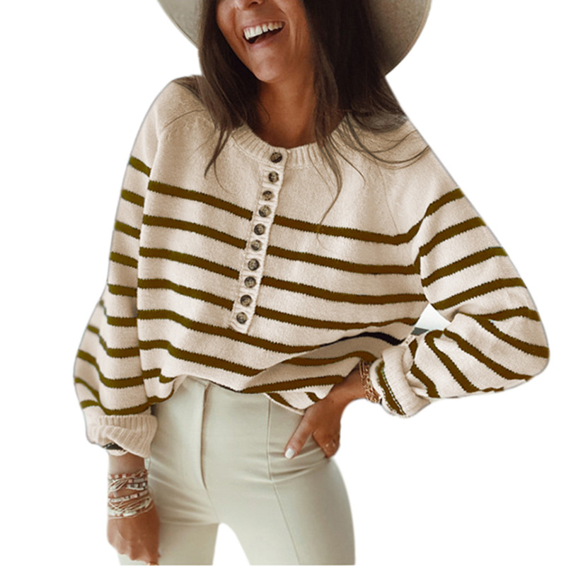 Title 2, Striped pullover blouse fashion button cardigan...