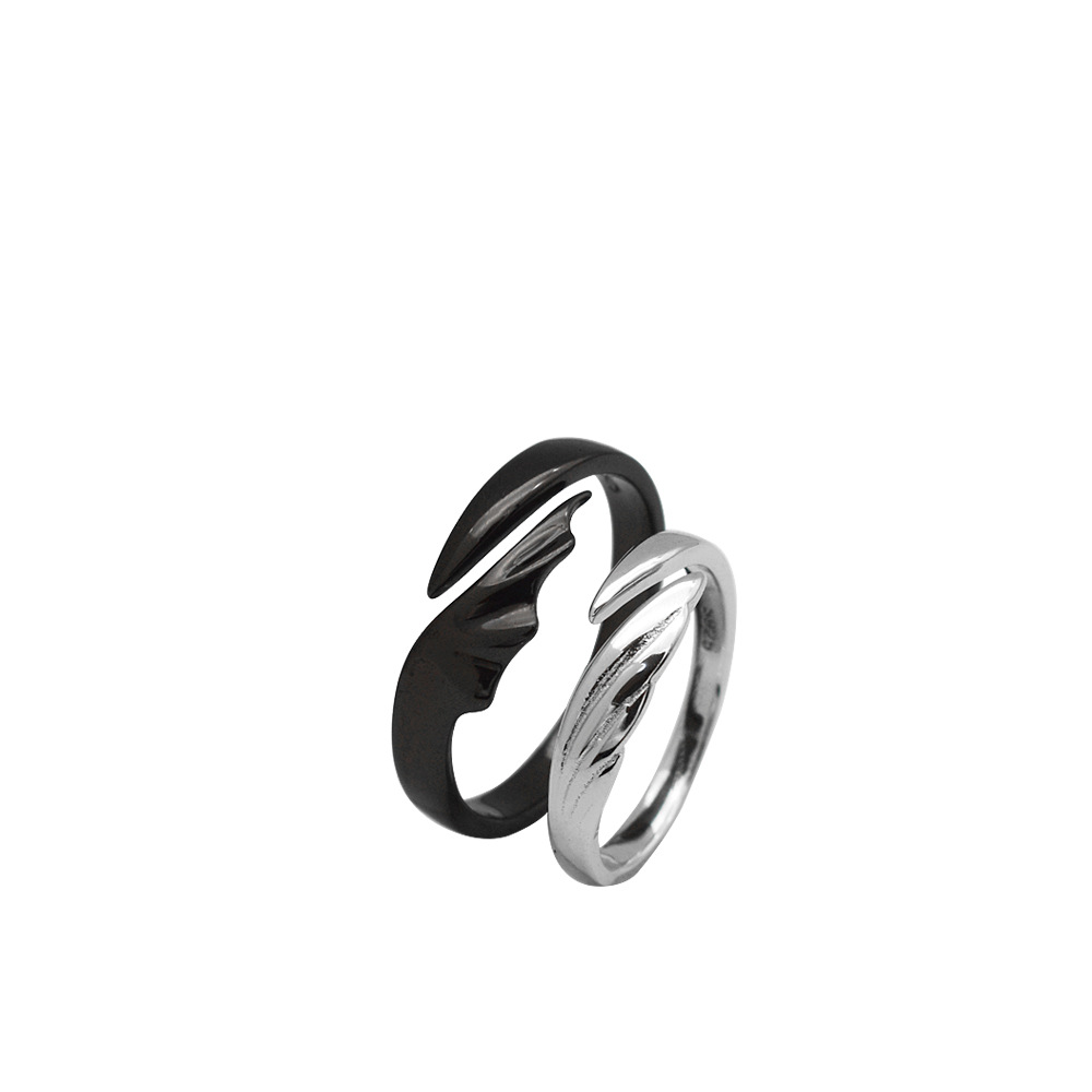 Personalized Minimalist Angel Wings Pair Sterling Silver Ring