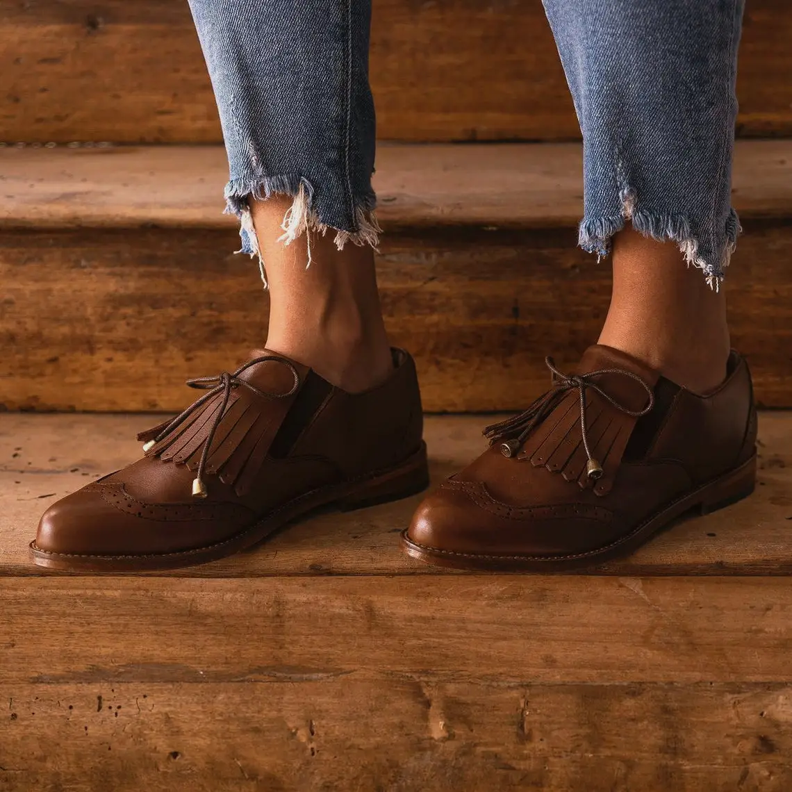 Large Size Round Toe Tassel Single Shoes