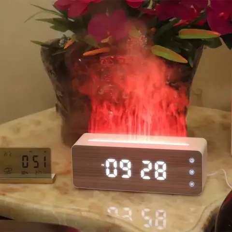 Homefish Flame Humidifier Aromatherapy Machine with Clock Humidity Display