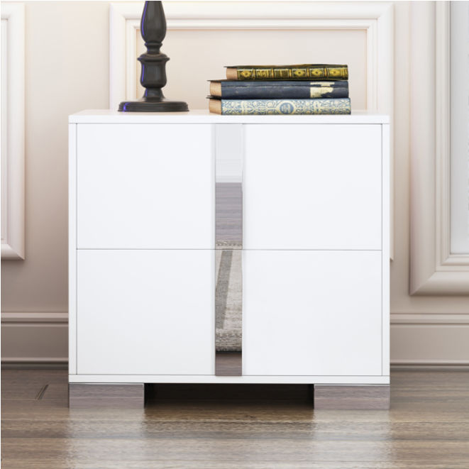 Elegant Nightstand with Metal Handle β photo 4