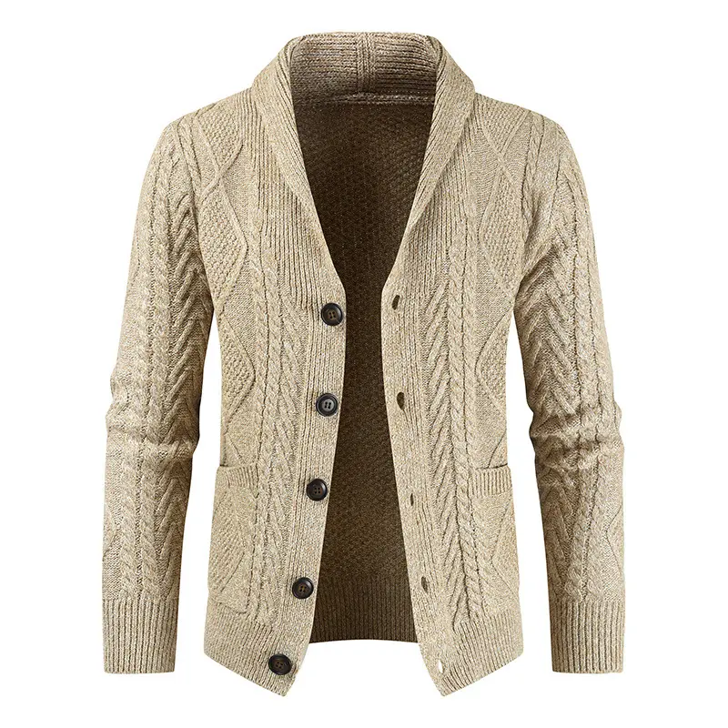 Men's Fashion Knitted Cardigan V Neck Loose Thick Sweater