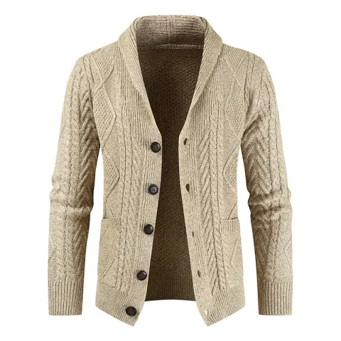 Men's Fashion Knitted Cardigan V Neck Loose Thick Sweater