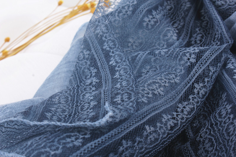 Lace Stitching Cotton And Linen Long Solid Color Scarf Shawl