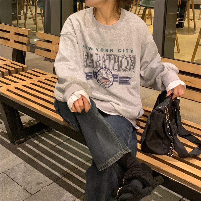 Retro False Two-piece Sweaters Women's Loose Thin Coat