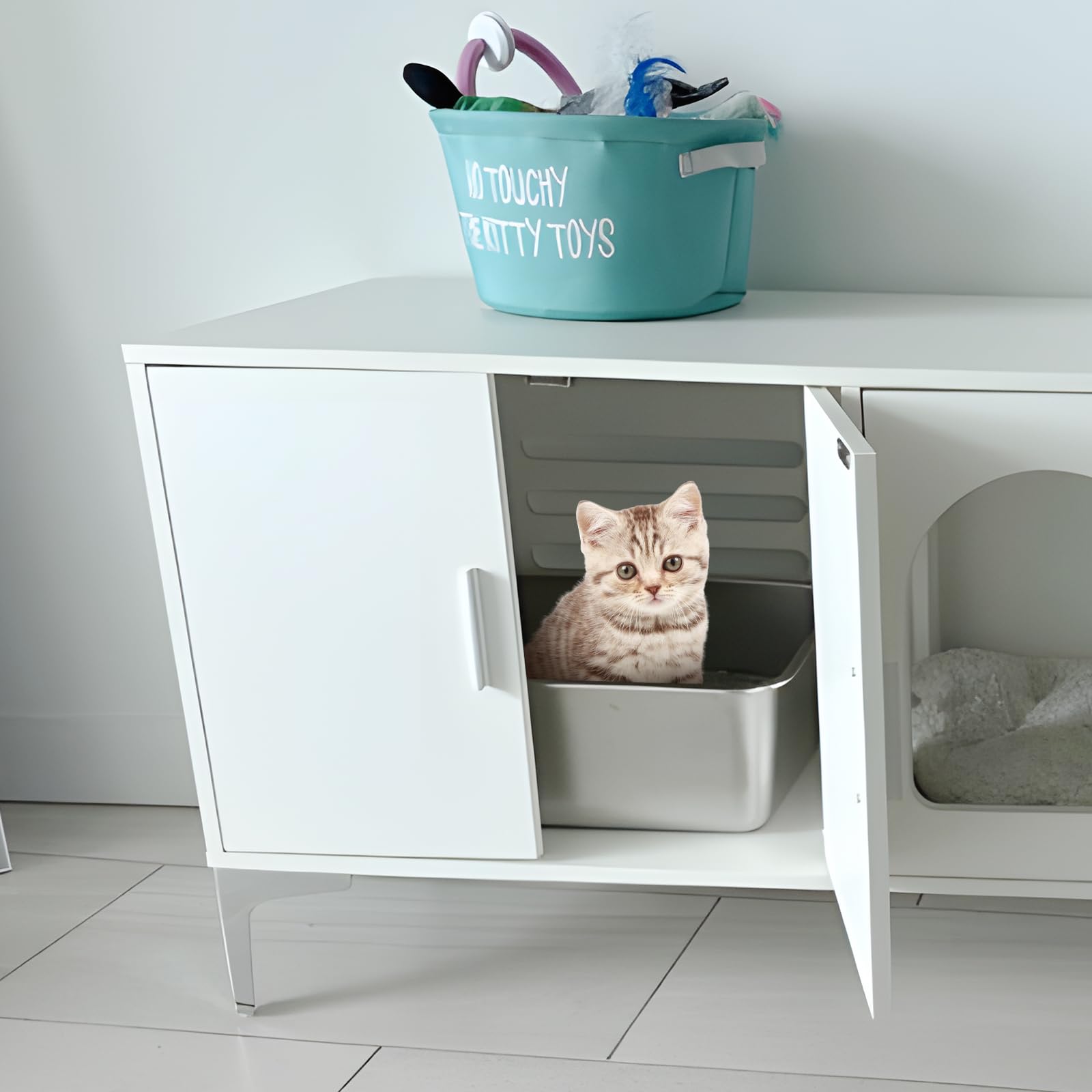 Stainless Steel Litter Box, Medium Metal Cat Litter Box Easy Clean, Non Stick Litterbox No Smell For Cats Or Kitty, Rabbits 7