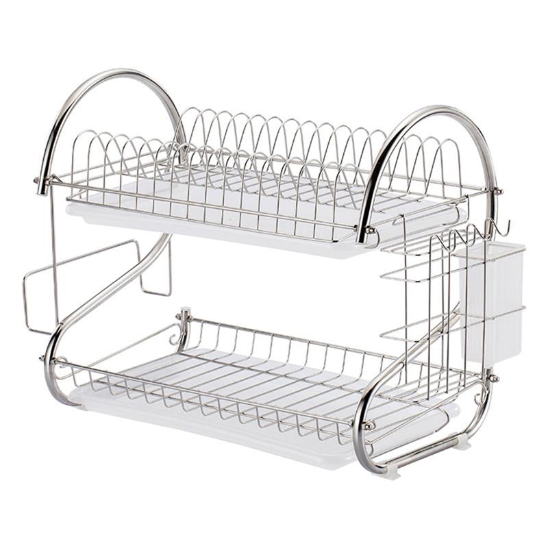 Title 8, Dish Rack Drain Rack Kitchen Double Bamboo Vent...