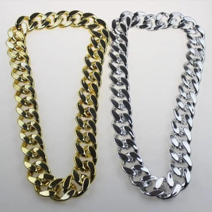 Plastic Big Gold Chain Dog Cat Necklace - Sets