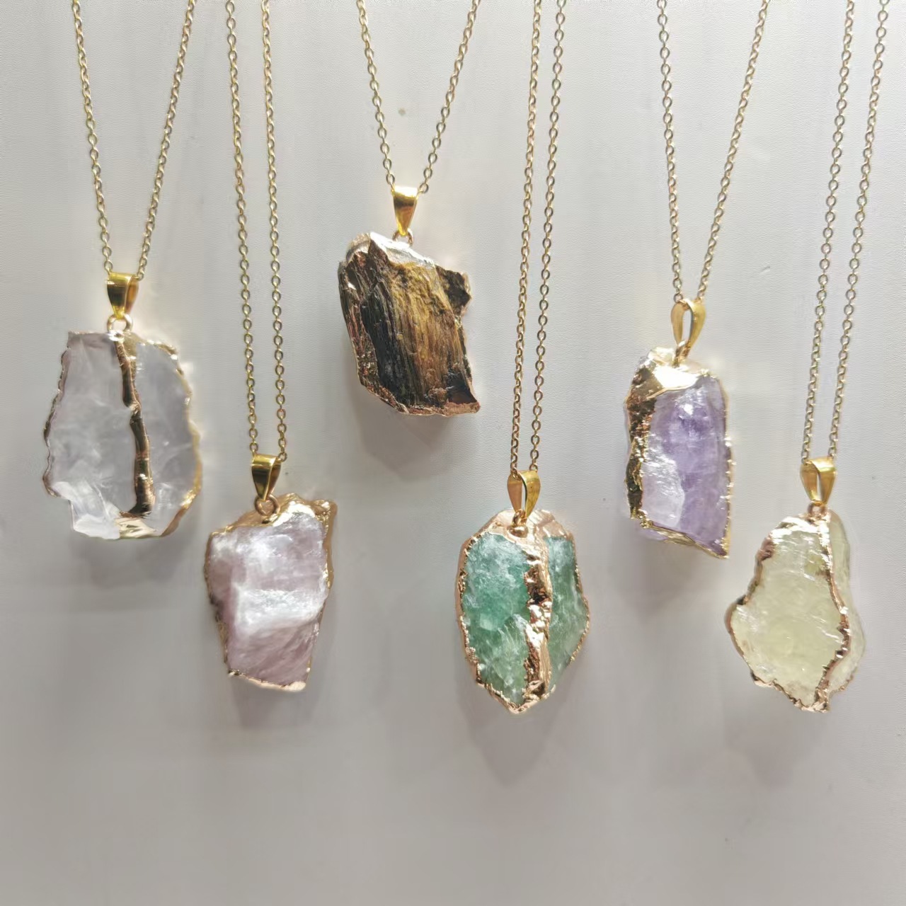 Irregular Natural Crystal Stone Pendant Sweater Chain Bracelet Accessories - Image 1