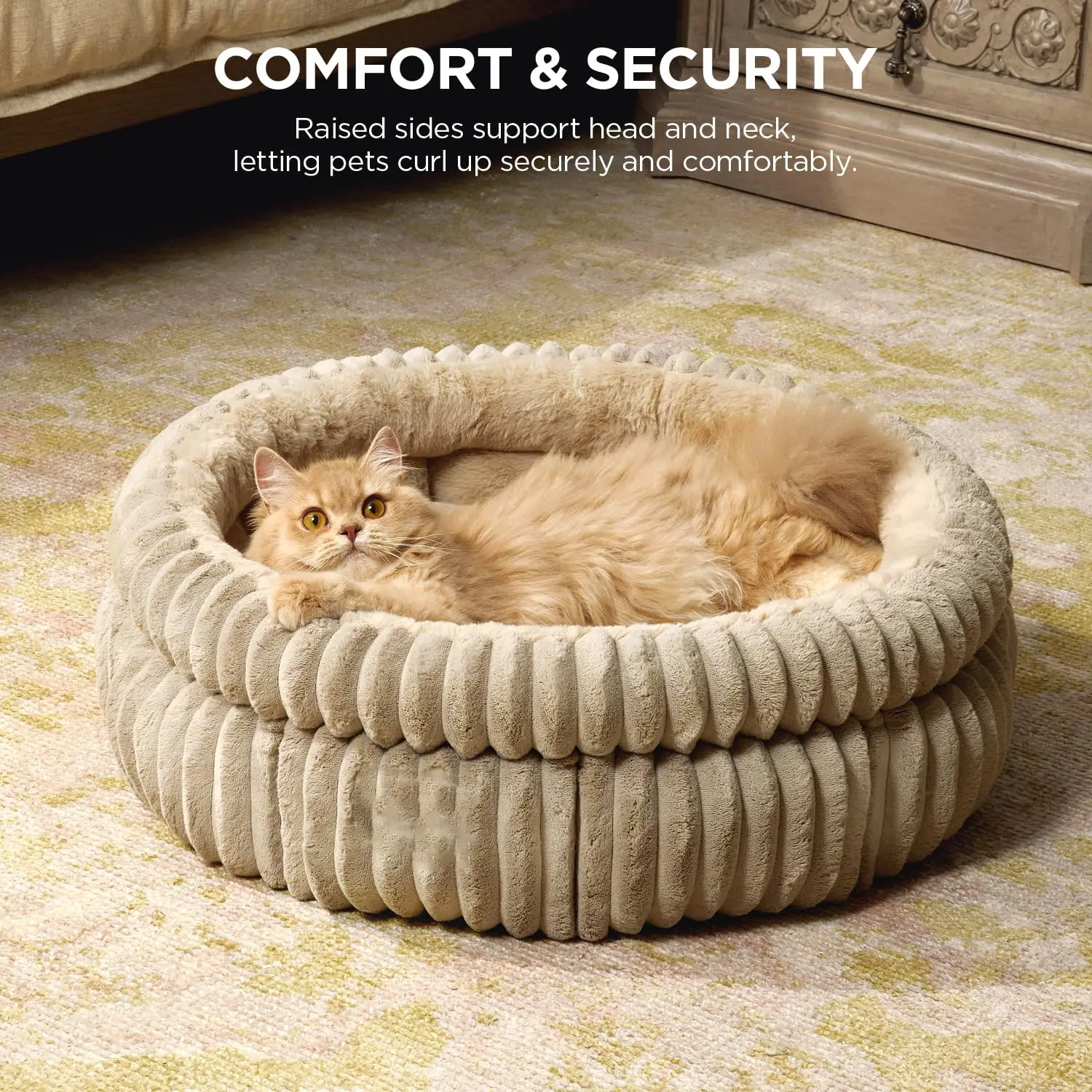 Cat Bed Kitten Bed Washable Cat Beds For Indoor Cats Super Soft Plush Faux Fur PetBed For Puppy And Kitten With Anti-Slip Bottom