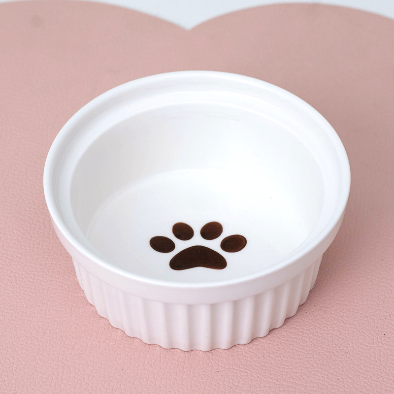 Single bowl brown paw print