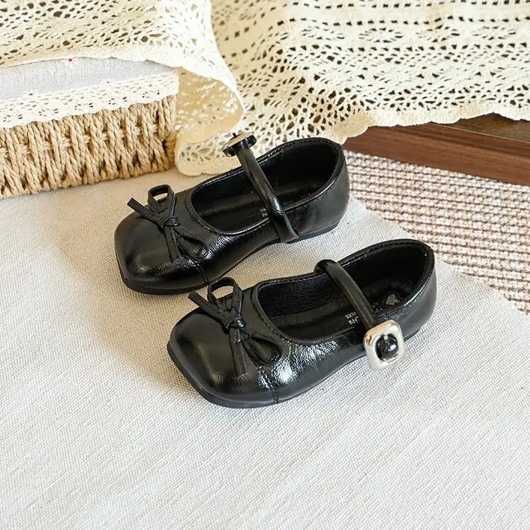 Girls' Leather Shoes, Shallow Mouth Princess Shoes, Korean Version, Girls' Fashionable, Versatile, Casual Single Shoes