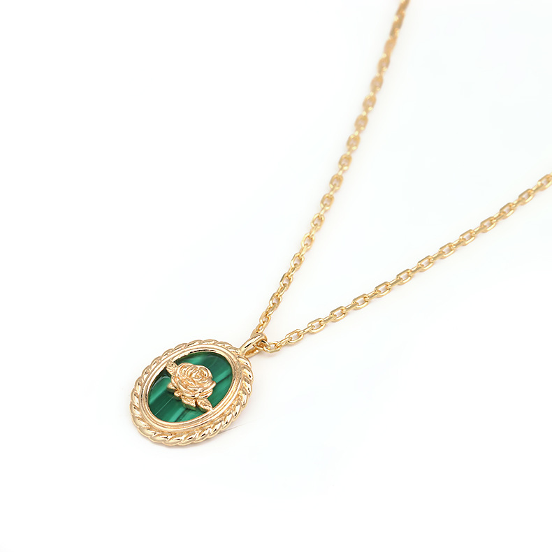 Gold Plated Natural Malachite Necklace