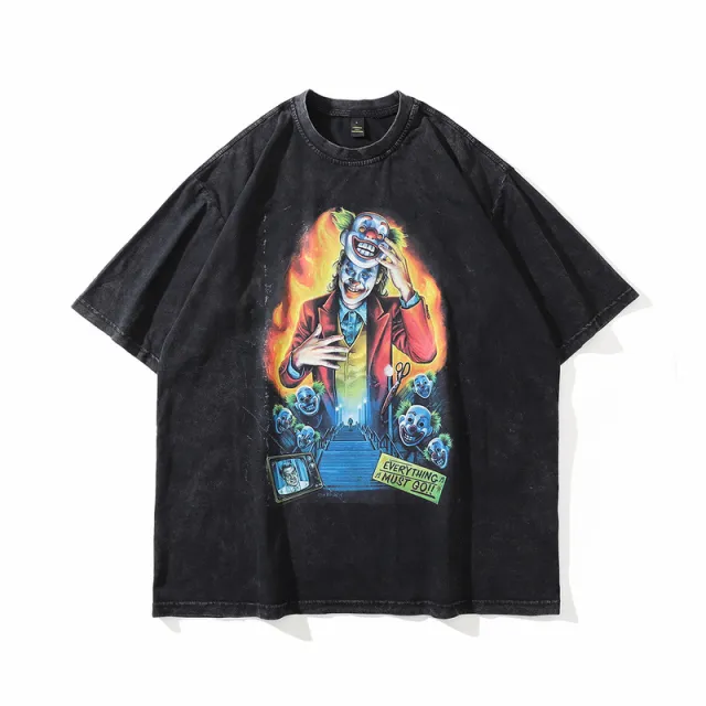 Dark Mourning Vintage Print Short Sleeve American Top Color776 - Shop at LoveMi
