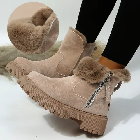 Thick Plush Snow Boots Women Faux Suede Non-slip Winter