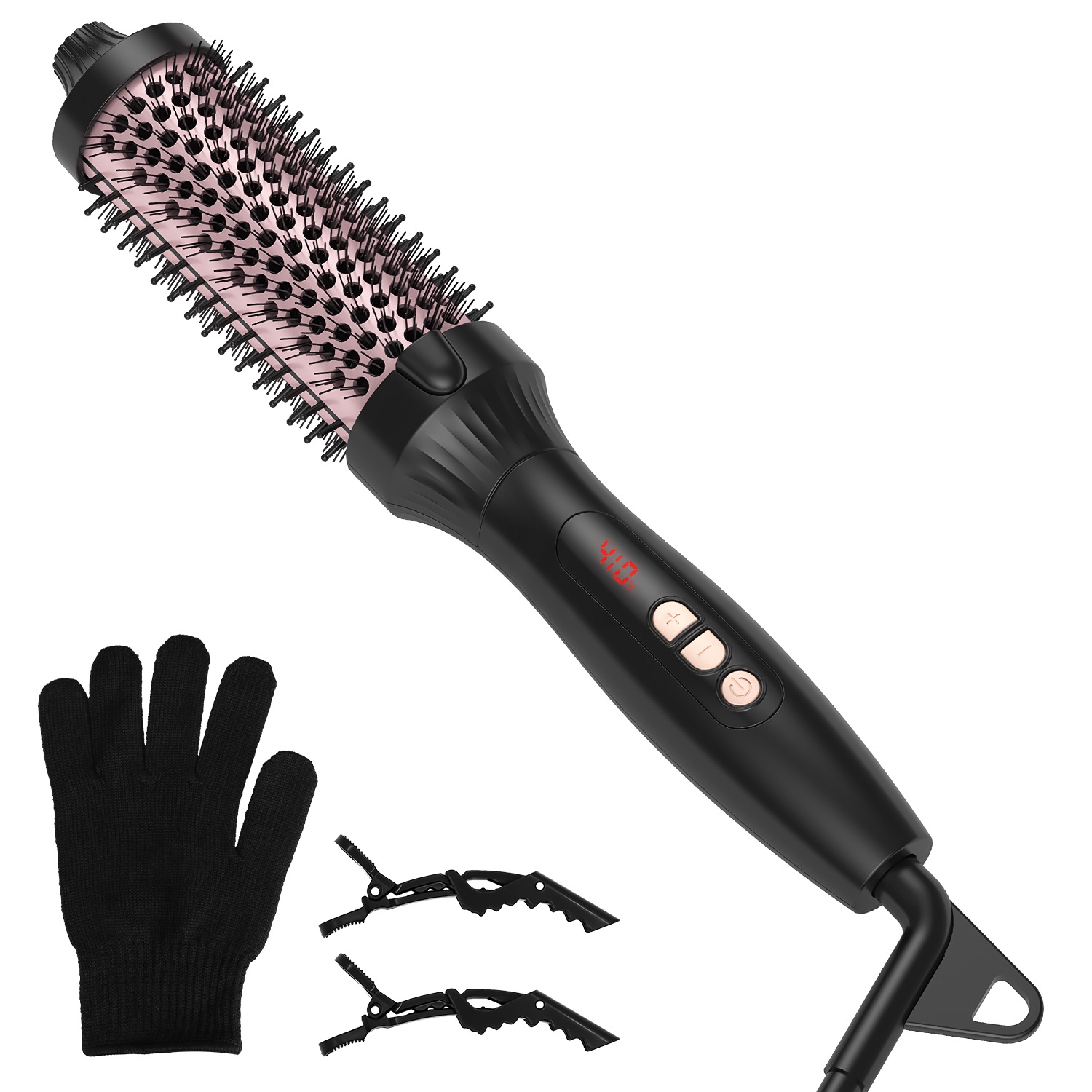 3 In 1 Thermal Brush Hair Curler Brush Hair Curler Straightener With 10 Heating Levels 30S Fast Heating Fit For All Hair Types For Home Travel Ro... Rose Gold - Shop at LoveMi