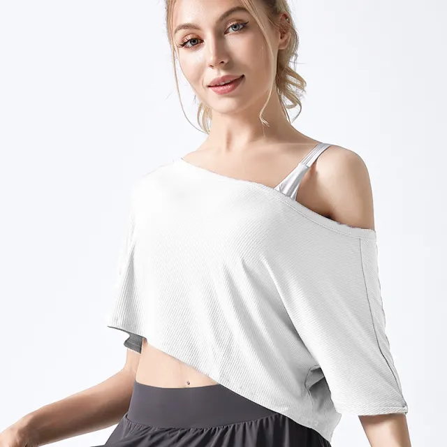 Running Quick Dry Cropped Navel Loose Short T Shirt White - Shop at LoveMi