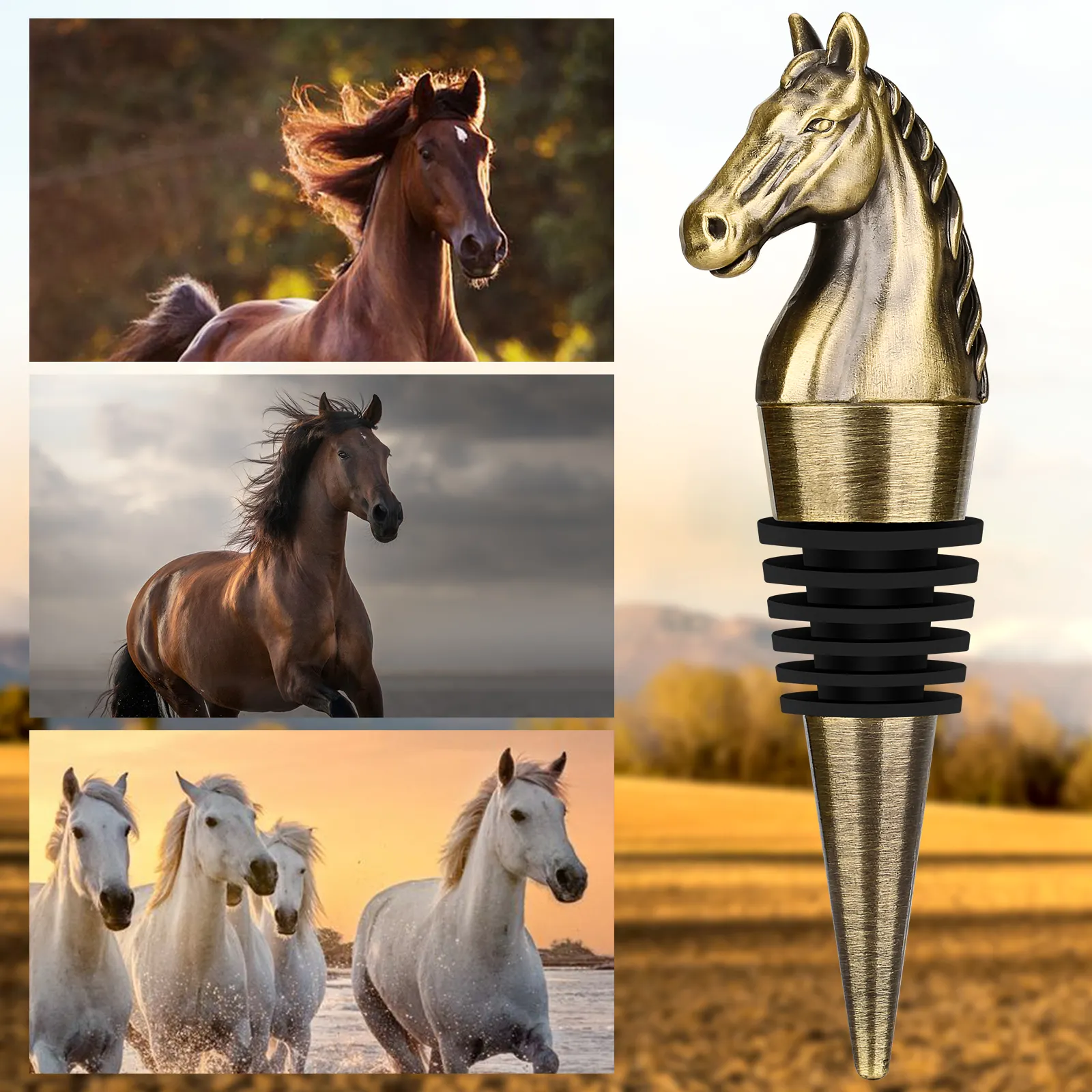 Luxury Horse Head Wine Bottle Stopper Animal-shaped