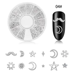 Silver Rivet Xingyue Metal Alloy Nail Box Rhinestone 12 Grid Sequins - 4A - View 1