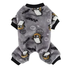 Plush Pet Clothing Autumn Dog Pajamas - Grey Penguin - View 1