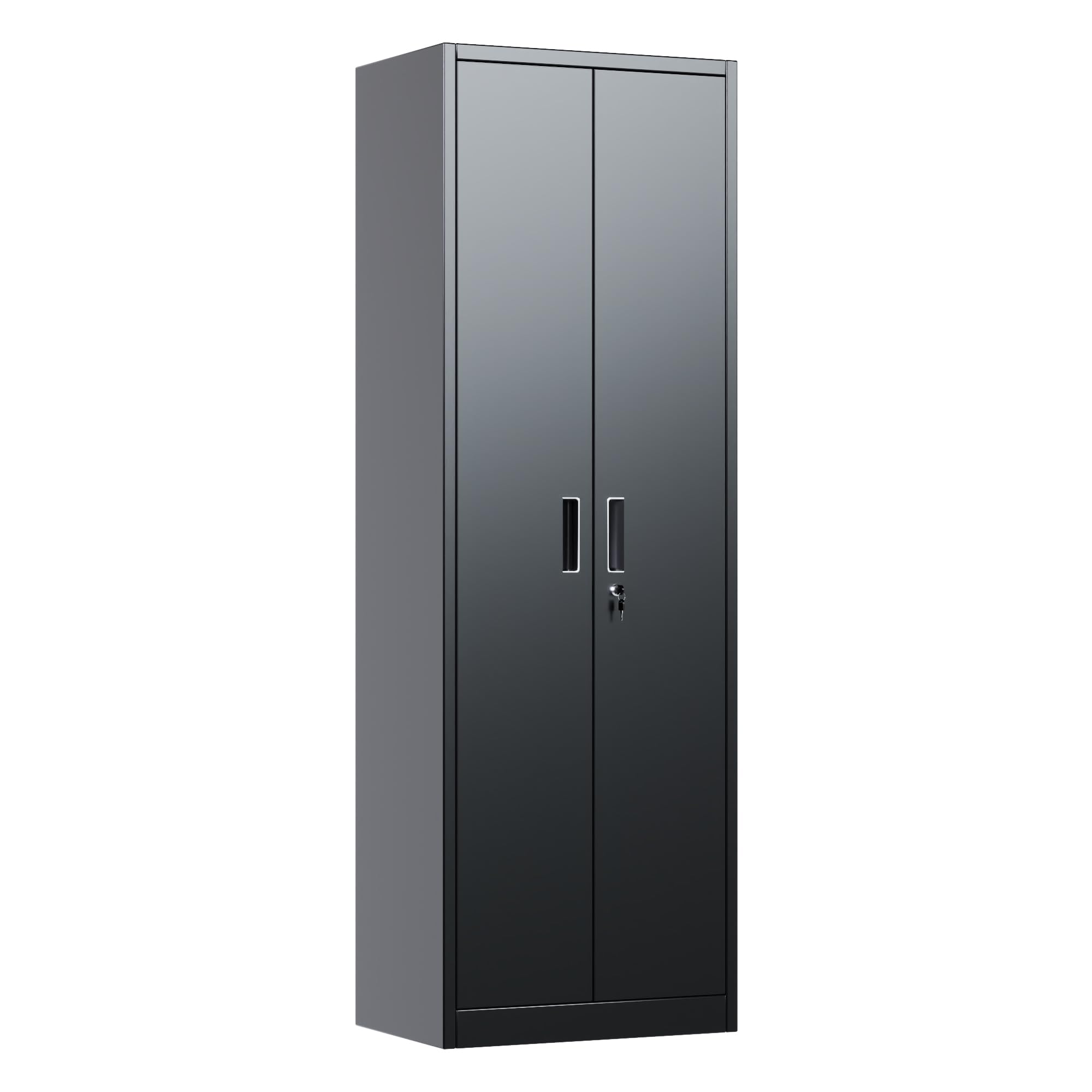 Narrow Metal Garage Storage Cabinet, Lockable Narrow Steel Storage Cabinet With 4 Adjustable Shelves For Garage, Office, Home, Assembly Required, Blac