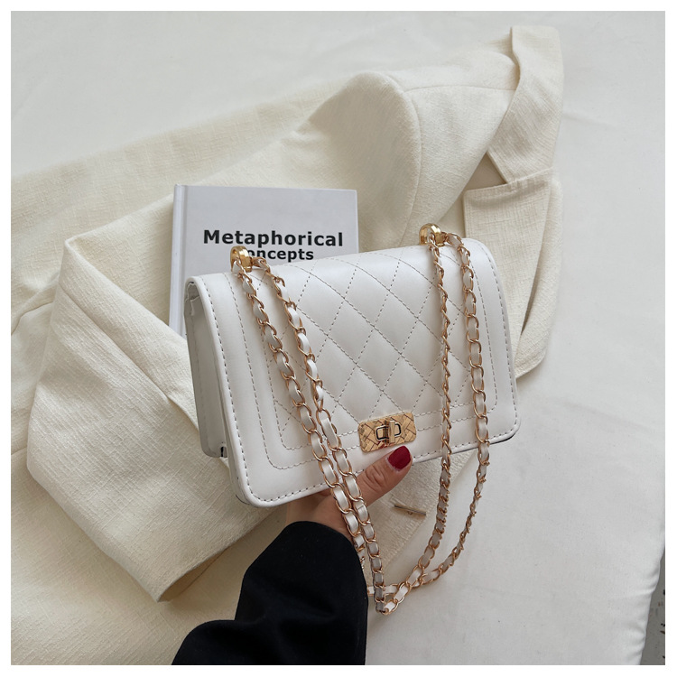 Niche Design Rhombus Chain Crossbody Bag White - Shop at LoveMi