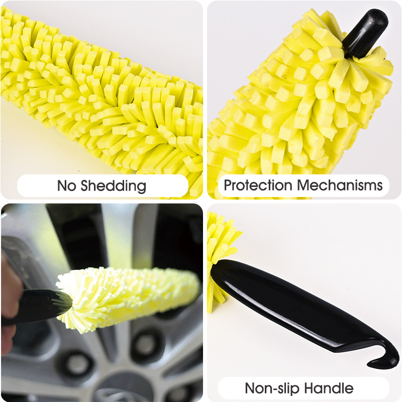 Sponge Tire Gap Cleaning Brush, Wheel Hub Brush, Steel Bell Brush, Multi-functional Car Cleaning Brush 2