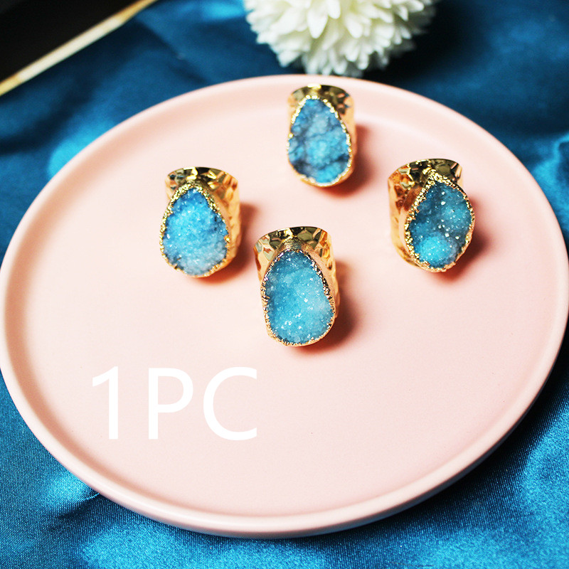 Oval Crystal Cluster Color Plated Wrap Ring