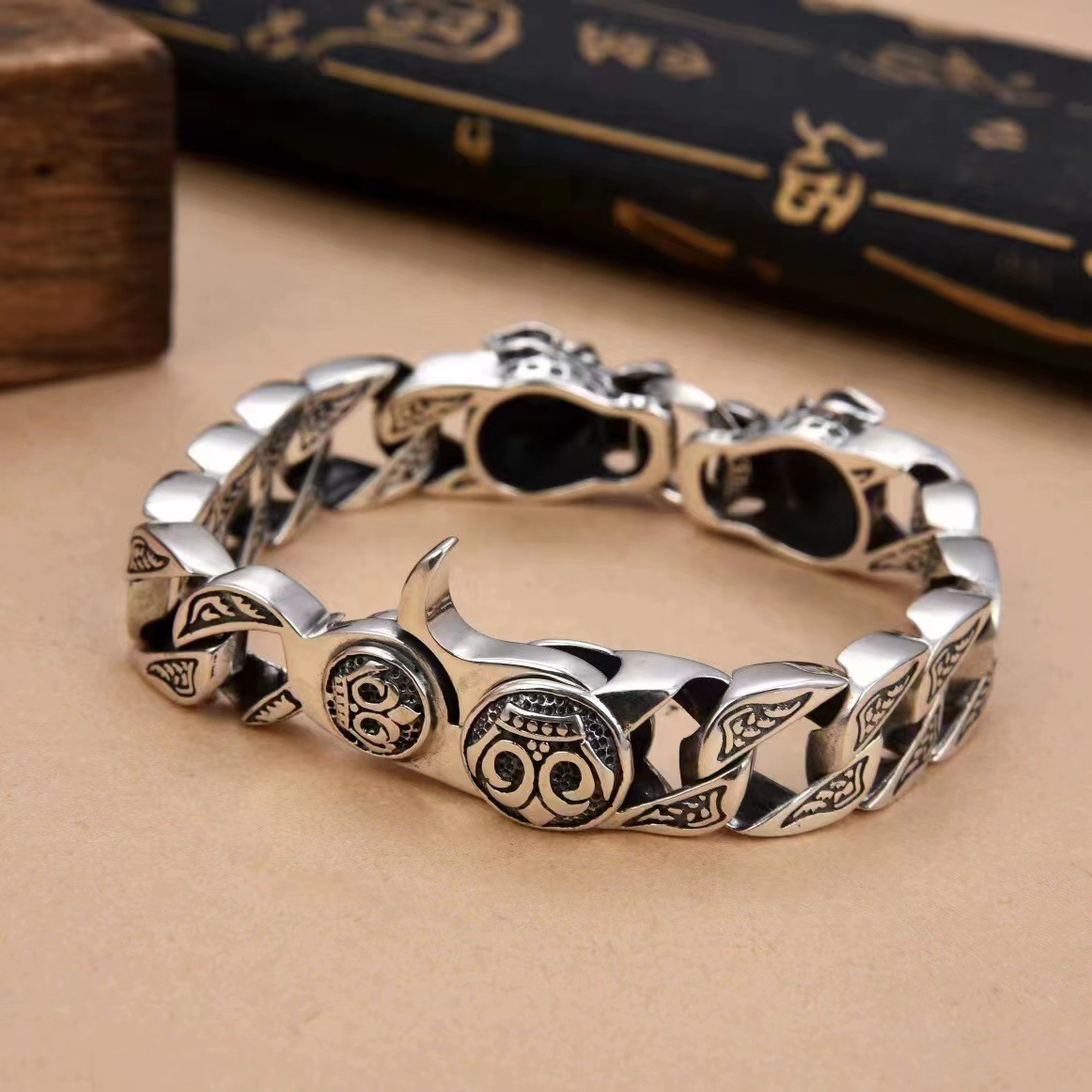 Men's Vintage Handmade Silver Woven Bracelet